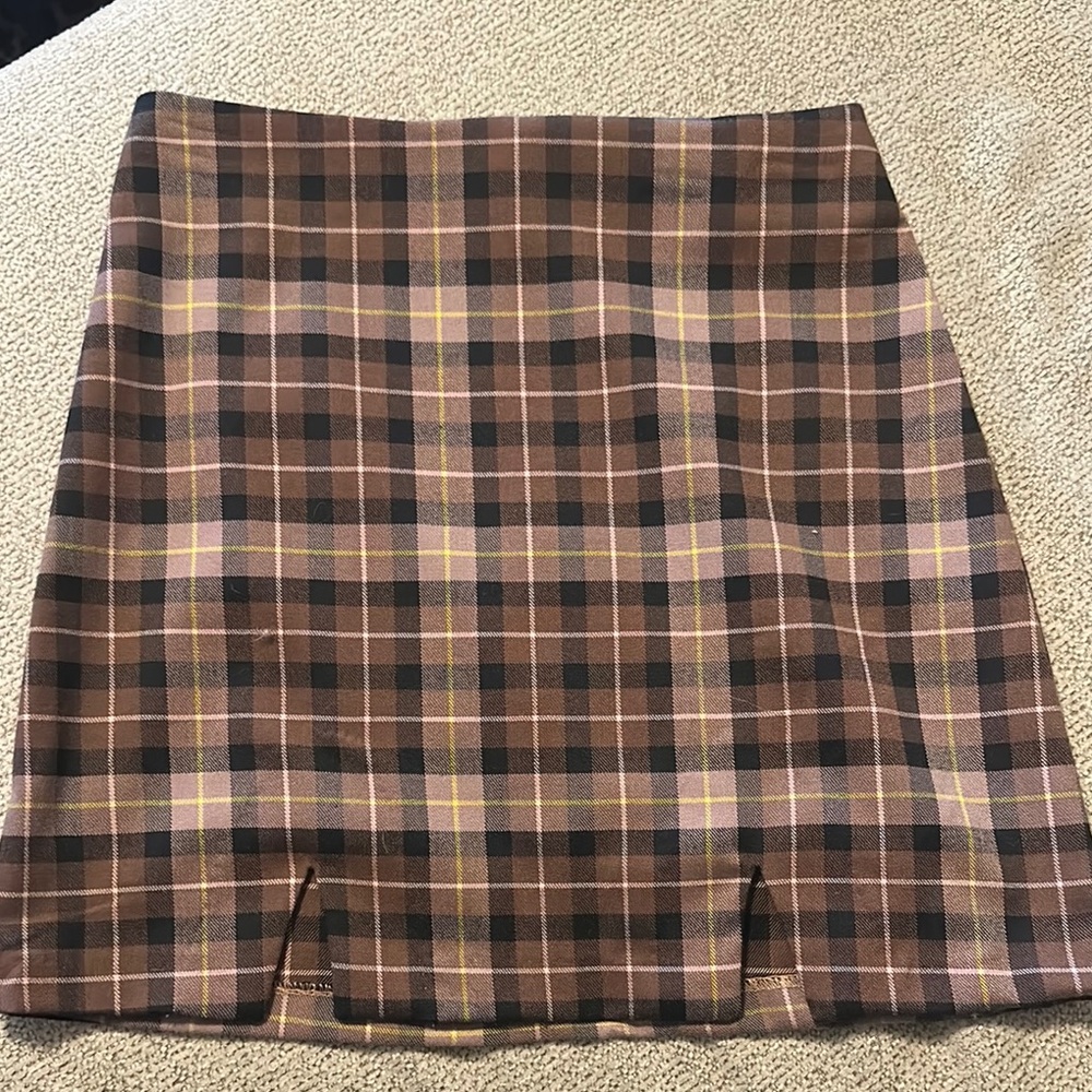 Gianni Bini Brown Cream Mini Pencil Skirt with Slit